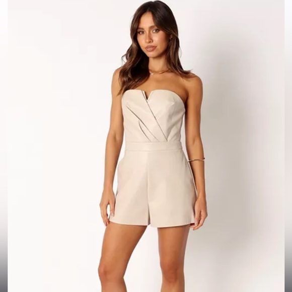 Petal & Pup Pants - “PETAL + PUP” Mikaela Vegan Leather Strapless Romper